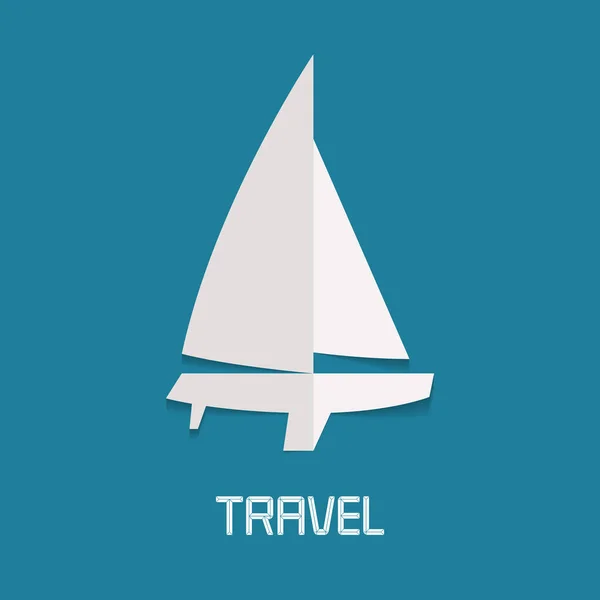 Yachtvektorabbildung Cliparts Gestaltungselement Für Reisebüro Logo Kreuzfahrten Yachtkonzept Seeverkehr — Stockvektor