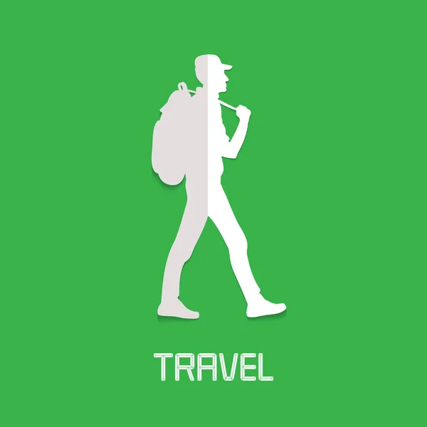 Trekking Concept Randonnée Illustration Vectorielle Logo Élément Design Avec Trekker — Image vectorielle