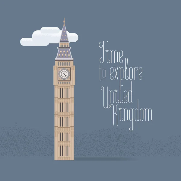 Big Ben Londýnské Vektorové Ilustraci Cestování Velké Británie Velká Británie — Stockový vektor
