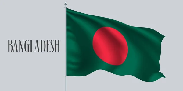 Bangladesh Sventola Bandiera Pennone Vettoriale Illustrazione Due Elementi Colore Della — Vettoriale Stock