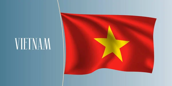 Vietnam Mává Vektorovou Ilustrací Červená Barva Hvězdná Vlajka Jako Národní — Stockový vektor