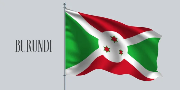 Burundi Zászlót Lobogtat Zászlórúd Vektor Illusztrációján Három Szín Elemei Burundi — Stock Vector