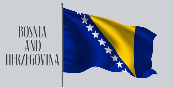 Bosnia Herzegovina Ondeando Bandera Ilustración Del Vector Del Asta Bandera — Vector de stock