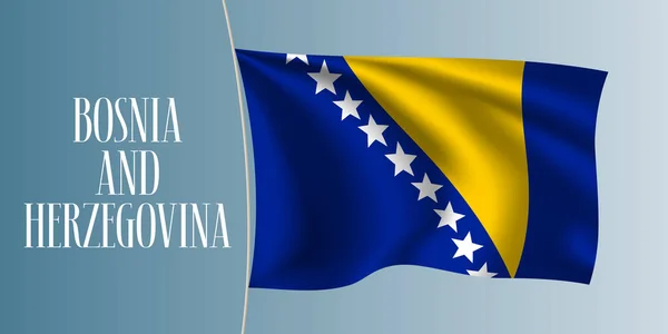 Bosnia Herzegovina Ondeando Bandera Vector Ilustración Estrellas Azul Como Símbolo — Vector de stock