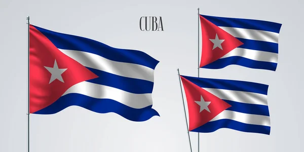Cuba Sventola Bandiera Insieme Illustrazione Vettoriale Elementi Rossi Blu Della — Vettoriale Stock