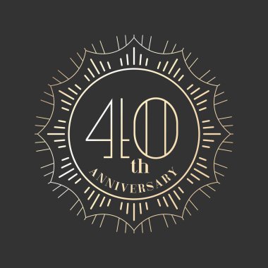 40. yıl dönümü vektör simgesi, logo. 40. yıldönümü kartı için grafik tasarım ögesi