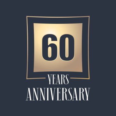 60. yıl dönümü kutlama ikonu, logo. 60. yıldönümü tebrik kartı için altın rakamlı şablon tasarımı ögesi