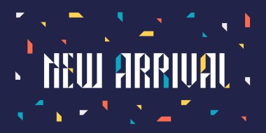 Perakende ve depolama için yeni varış vektörü ilüstrasyonu. Yeni koleksiyonun tanıtım pankartı ve tasarım elemanı alışverişe geliyor