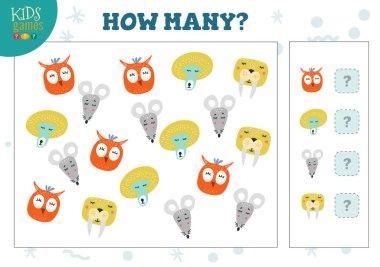 Çocukların kaç hayvanın geliştiğini. Anaokulu çocukları için oyun sayma sayfası