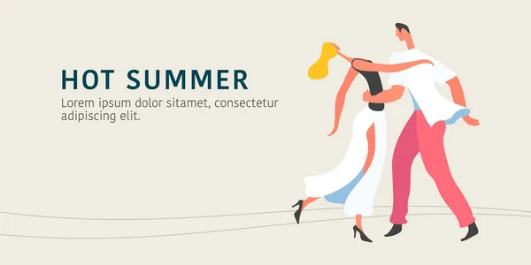 Illustration Vectorielle Danse Couple Dans Style Graphique Plat Moderne Peuple — Image vectorielle