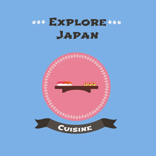 Comida Japonesa Ilustración Vectorial Sushi Explore Elemento Diseño Banner Japón — Vector de stock