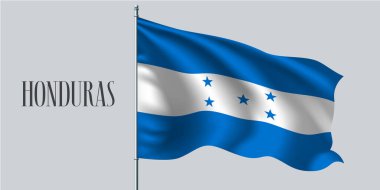 Honduras, bayrak direği çiziminde bayrak sallıyor. Ülkenin sembolü olarak Honduras dalgalı gerçekçi bayrağının iki renk unsuru