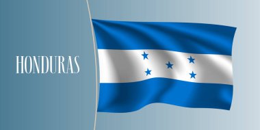 Honduras 'ın salladığı bayrak vektör çizimi. Ulusal Hondurasya sembolü olarak mavi beyaz unsurlar