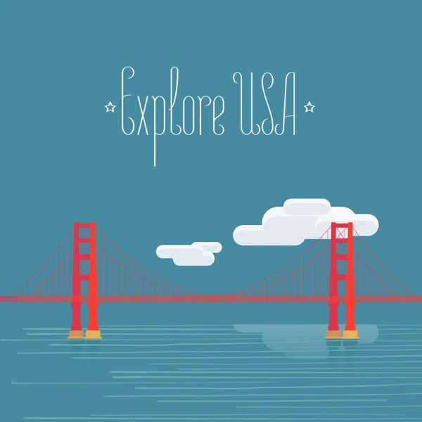 Découvrez Les États Unis San Francisco Image Avec Golden Gate — Image vectorielle