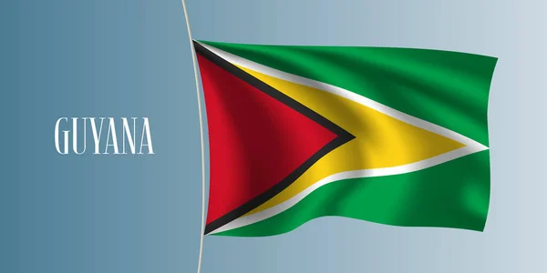 Guiana Acenando Bandeira Vetor Ilustração Elementos Vermelhos Amarelos Verdes Como — Vetor de Stock
