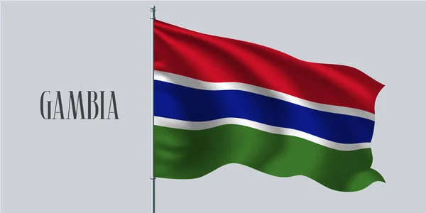 Gambia Sventola Bandiera Pennone Vettoriale Illustrazione Elemento Tre Colori Della — Vettoriale Stock