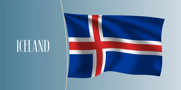 Islândia Acenando Ilustração Vetorial Bandeira Elementos Azuis Vermelhos Brancos Como — Vetor de Stock