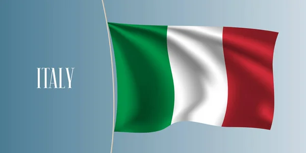 Italia Ondeando Bandera Vector Ilustración Elementos Rojos Blancos Verdes Como — Vector de stock