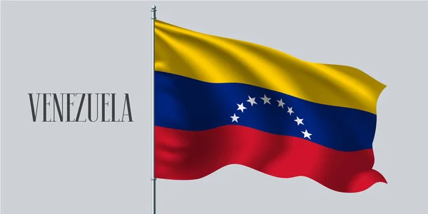 Venezuela Ondeando Bandera Ilustración Del Vector Asta Bandera Tres Colores — Archivo Imágenes Vectoriales