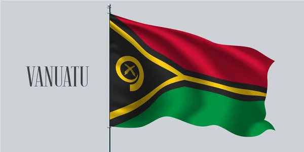 Vanuatu Κυματίζει Σημαία Διανυσματική Απεικόνιση Κόκκινο Πράσινο Κίτρινο Σχέδιο Εθνικό — Διανυσματικό Αρχείο