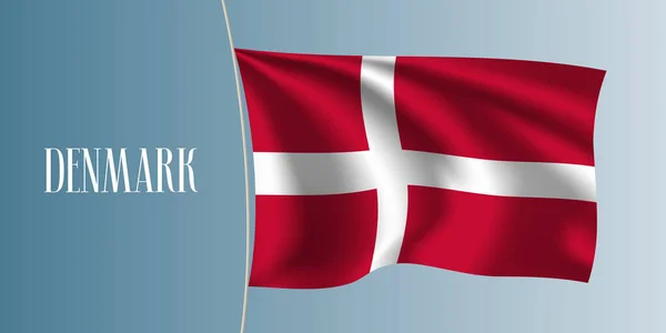 Denmark Waving Flag Vector Illustration Red White Cross National Danish — Stock Vector