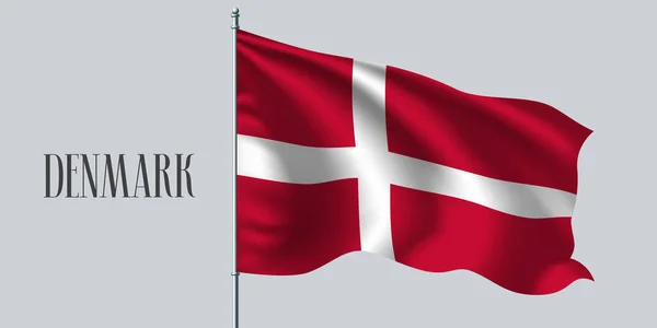 Denmark Waving Flag Vector Illustration White Red Design National Danish — Stock Vector
