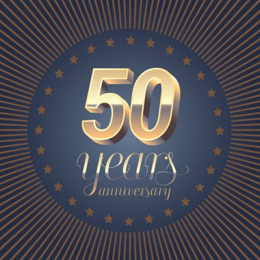 50 yıllık vektör logosu. Madalya ve 50. yıldönümü için 3D numaralı dekorasyon unsuru