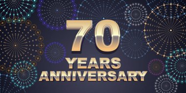 70 yıllık vektör ikonu, logo. 70. yıl dönümü dekorasyonu için altın 3D numaralı grafiksel tasarım ögesi