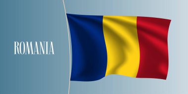 Romanya bayrak vektör illüstrasyonunu sallıyor. Romanya 'nın ulusal sembolü olarak ikonik tasarım unsuru