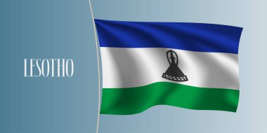 Lesotho sallanan bayrak vektör çizimi. Ulusal Lesotho sembolü olarak ikonik tasarım ögesi