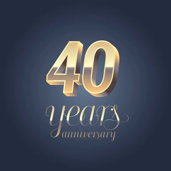 Icona Vettoriale Del 40Esimo Anniversario Logo Elemento Design Grafico Color — Vettoriale Stock