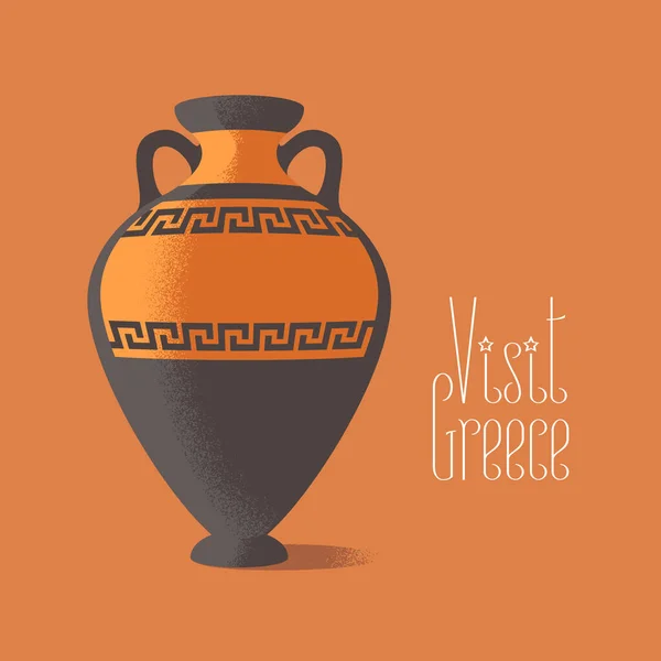 Visit Greece Vector Illustration Ancient Amphora Image Promoting Travelling Greece — Stock Vector