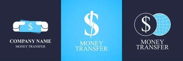 Logotipo Vector Transferencia Dinero Rápido Icono Conjunto Elemento Diseño Con — Archivo Imágenes Vectoriales