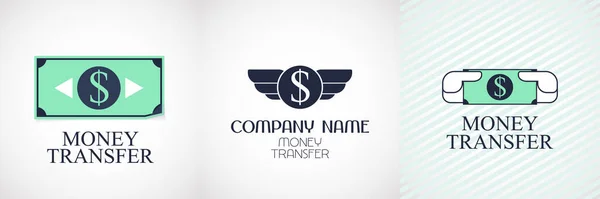 Rápida Transferencia Dinero Vector Logotipo Icono Conjunto Elemento Diseño Plantilla — Vector de stock