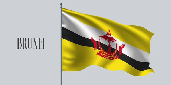 Brunej Mává Vlajkou Vlajkovém Vektorovém Obrázku Žluté Bílé Pruhy Brunejské — Stockový vektor