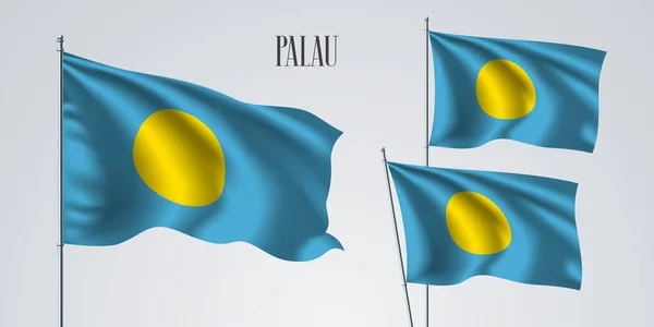 Palau Acenando Conjunto Bandeira Ilustração Vetorial Cores Amarelas Azuis Bandeira —  Vetores de Stock