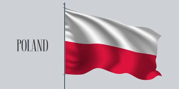 Polska Machająca Flagą Ilustracji Wektora Flagi Czerwony Biały Element Polskiej — Wektor stockowy