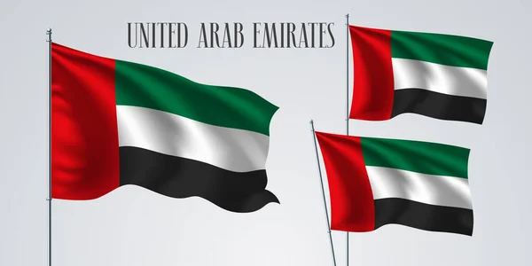 Объединенные Арабские Эмираты Размахивают Флагом Набора Векторных Иллюстраций Зелено Красные — стоковый вектор