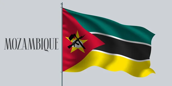 Mozambico Sventola Bandiera Pennone Vettoriale Illustrazione Elemento Rosso Giallo Verde — Vettoriale Stock
