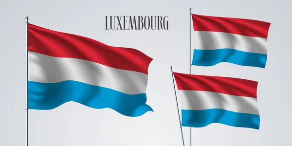 Luxemburgo Ondeando Bandera Conjunto Ilustración Vectorial Colores Azules Rojos Luxemburgo — Vector de stock