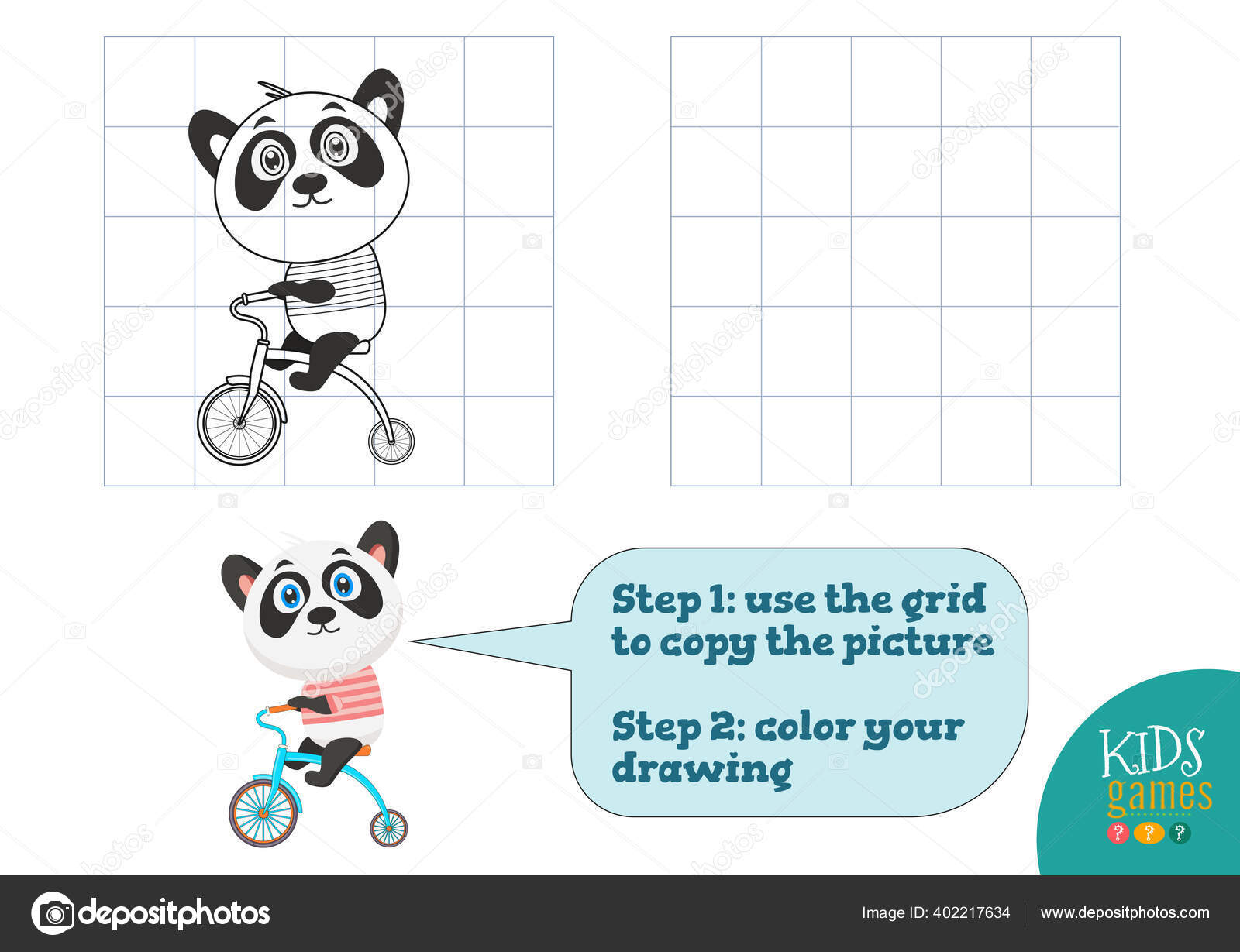 Colorir o jogo educacional panda bonito dos desenhos animados para
