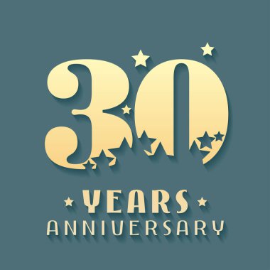 30 yıllık vektör ikonu, sembol, logo. 30. yıldönümü kartı için grafik tasarım ögesi