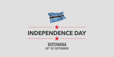 Botswana bağımsızlık günü tebrik kartı, afiş, vektör illüstrasyonu. Botswanian bayramı 30 Eylül 'de bağımsızlık sembolü olarak bayrak sallayan bir tasarım unsuru