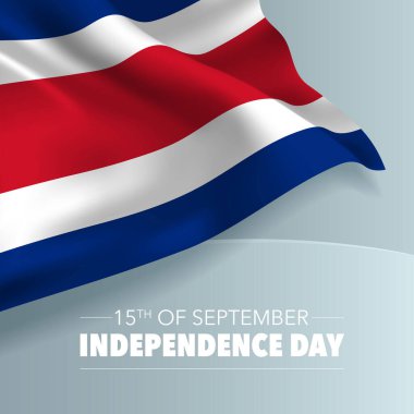 Kosta Rika mutlu bağımsızlık günleri tebrik kartları, afişler, vektör illüstrasyonları. Kosta Rika 'da 15 Eylül bayrağı kıvrımlı tasarım unsuru