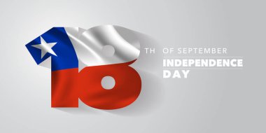 Chile independence day greeting card, banner, vector illustration. Chilean national day 18th of September background with elements of flag clipart
