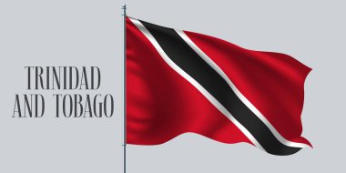 Trinidad ve Tobago bayrak sallıyorlar. Ülkenin sembolü olarak Trinidad ve Tobago 'nun kırmızı siyah unsuru dalgalı gerçekçi bayrağı