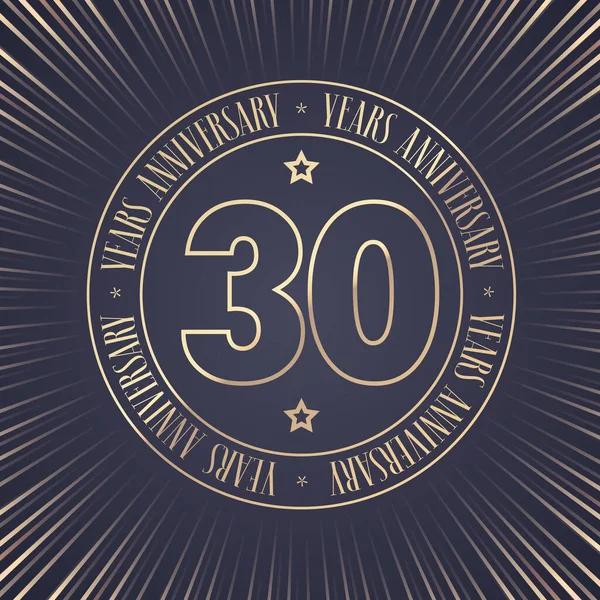 30周年記念ベクターアイコンロゴ 30周年記念式典のための番号と黄金のスタンプとグラフィックデザイン要素 — ストックベクタ