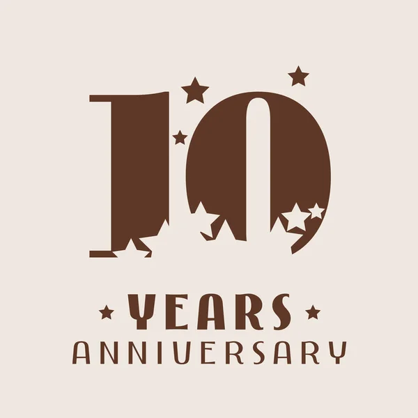 10. yıl dönümü vektör simgesi, logo. 10. yıldönümü için sayı ve yıldız dekorasyonlu grafik tasarım ögesi