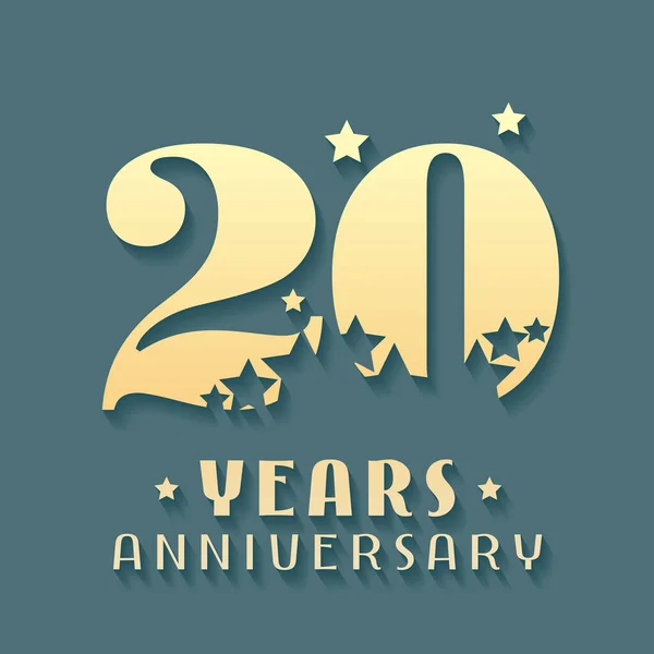 20. yıl dönümü vektör simgesi, sembol, logo. 20. yıldönümü kartı için grafik tasarım ögesi
