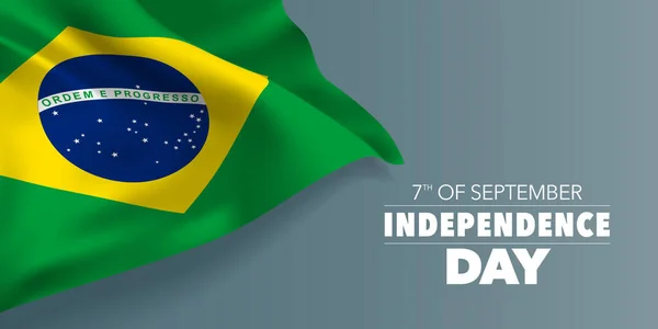 Brasil Feliz Tarjeta Felicitación Día Independencia Bandera Con Ilustración Vector — Vector de stock